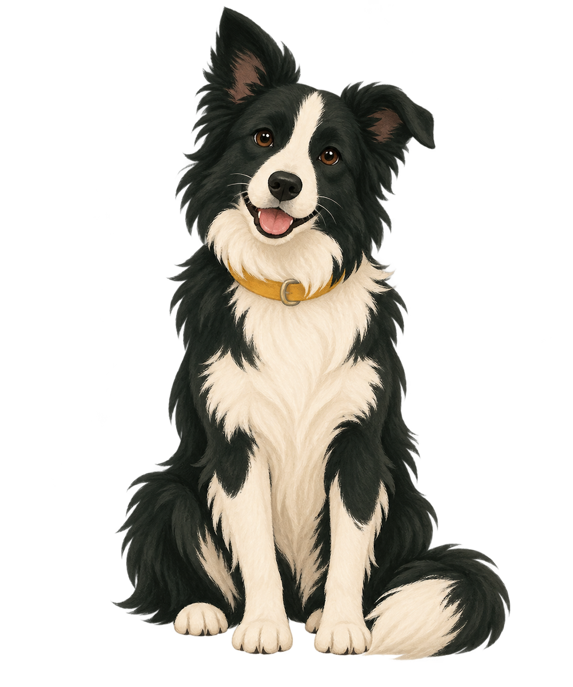 A happy illustrated border collie, PetPlanner's mascot